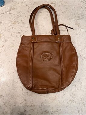 Brown  Round-Base Shoulder Bag with Double Handles